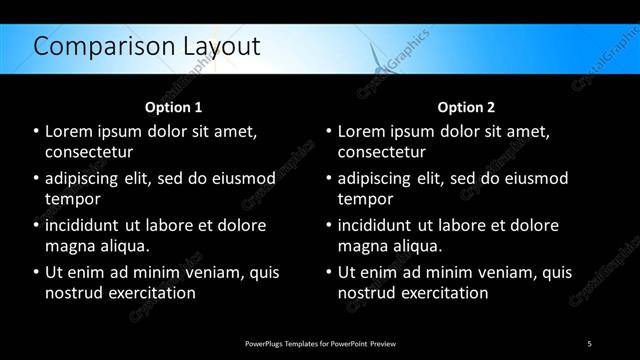 Comparison presentation slide layout