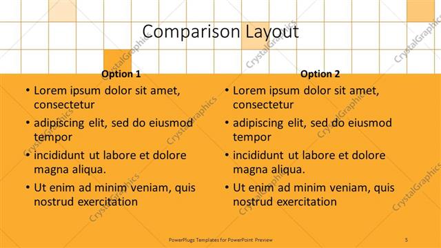 Comparison presentation slide layout
