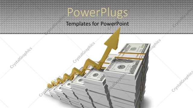  Presentation with business growth dollar - A stack of ascending dollar bills and an arrow