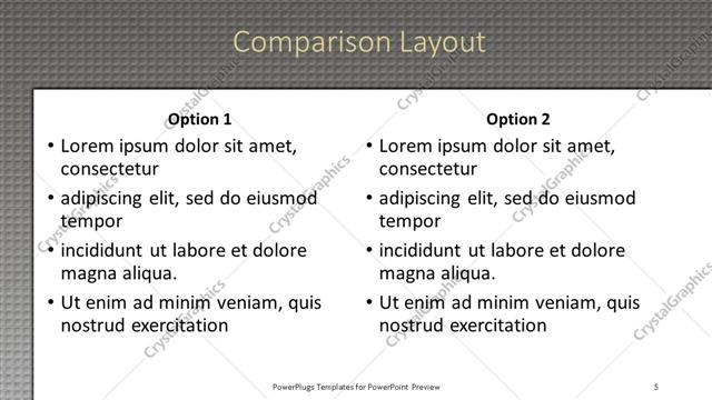 Comparison presentation slide layout
