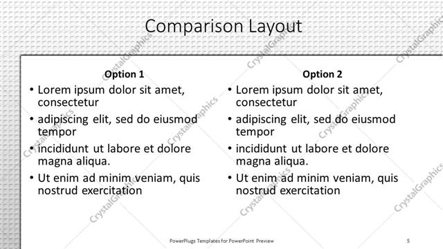 Comparison presentation slide layout