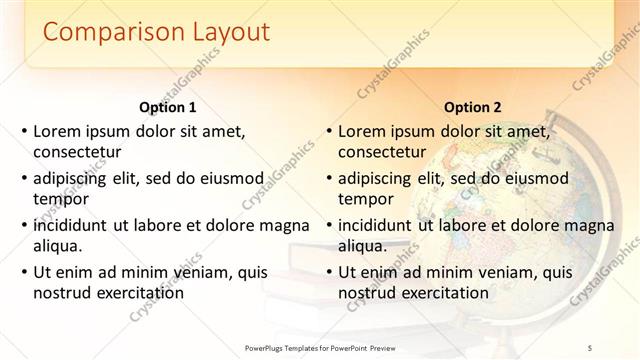 Comparison presentation slide layout