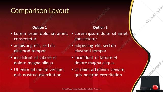 Comparison presentation slide layout