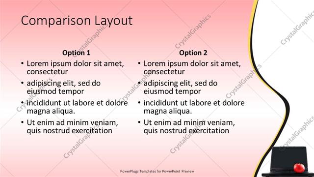 Comparison presentation slide layout