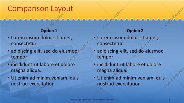 Comparison presentation slide layout