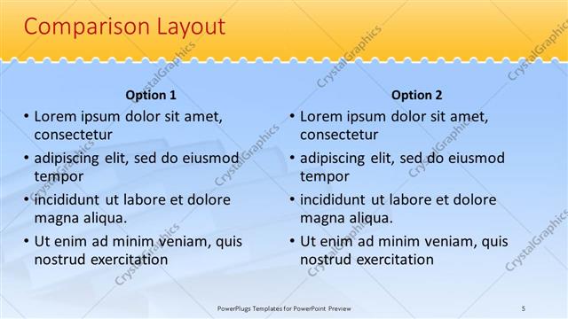 Comparison presentation slide layout