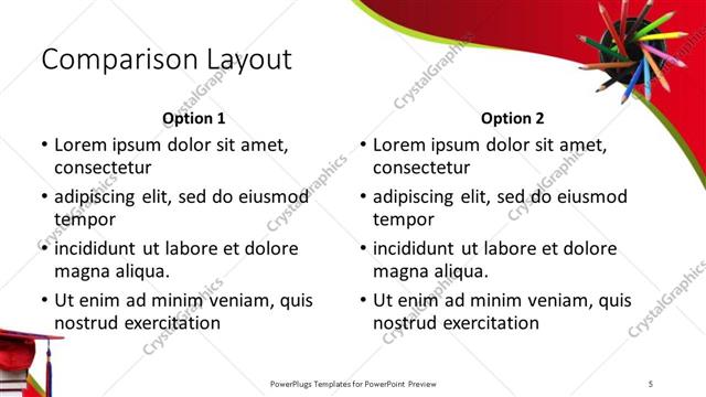 Comparison presentation slide layout