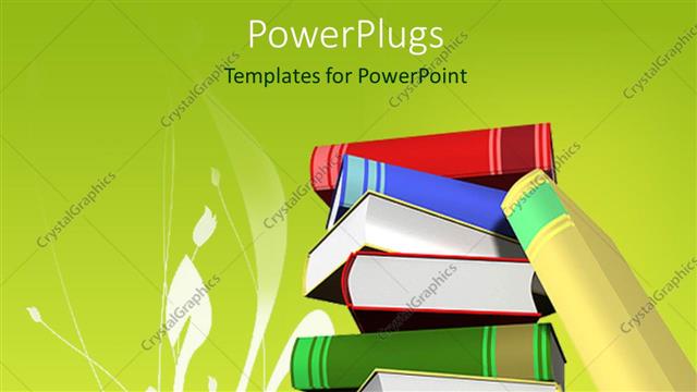  Presentation with grass - Stack of books with green background and white grass silhouette