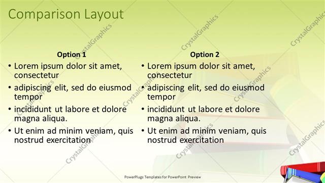 Comparison presentation slide layout