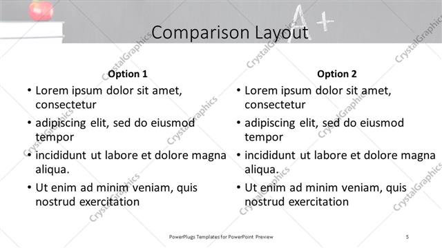 Comparison presentation slide layout
