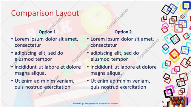 Comparison presentation slide layout