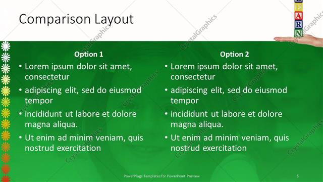 Comparison presentation slide layout