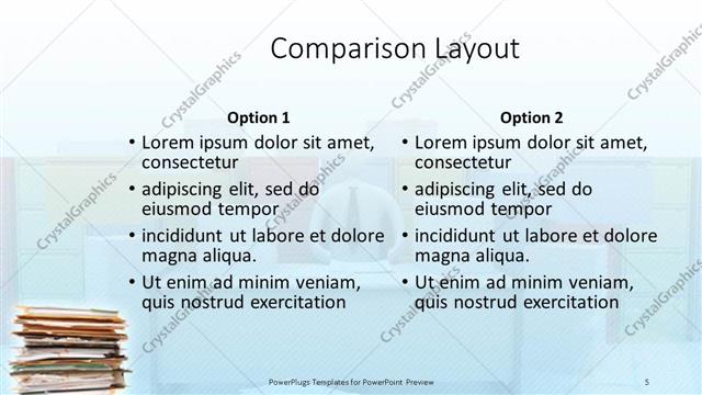 Comparison presentation slide layout