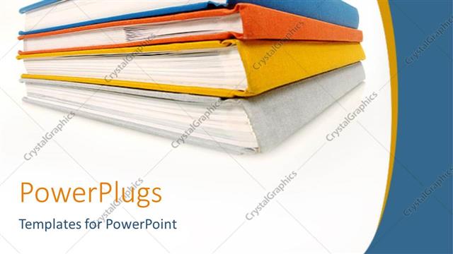  Presentation with stack books - Stack of four books on white background