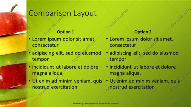 Comparison presentation slide layout