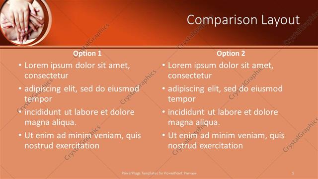 Comparison presentation slide layout