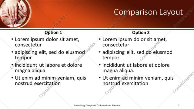 Comparison presentation slide layout