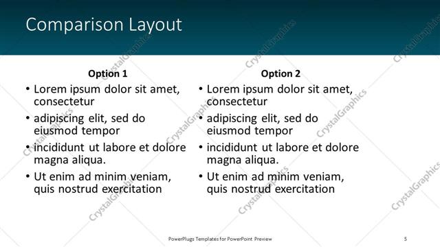 Comparison presentation slide layout