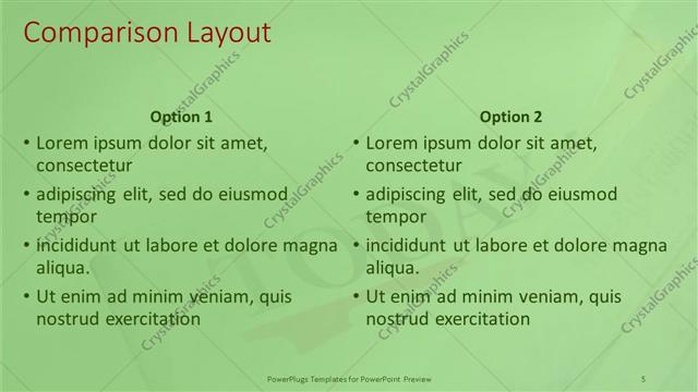 Comparison presentation slide layout