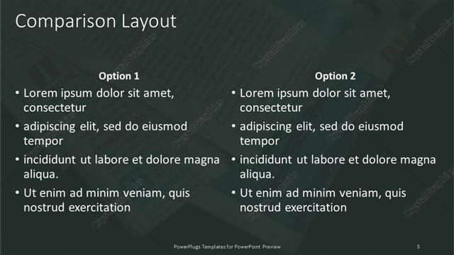 Comparison presentation slide layout