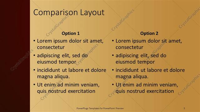 Comparison presentation slide layout