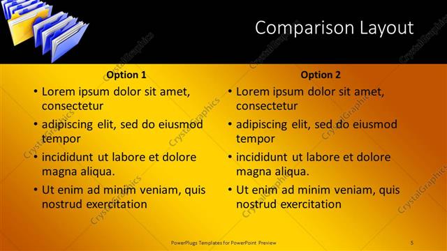 Comparison presentation slide layout
