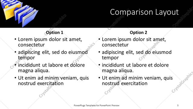 Comparison presentation slide layout