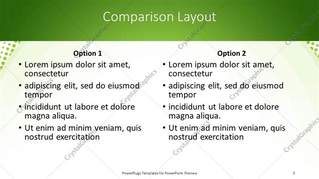 Comparison presentation slide layout