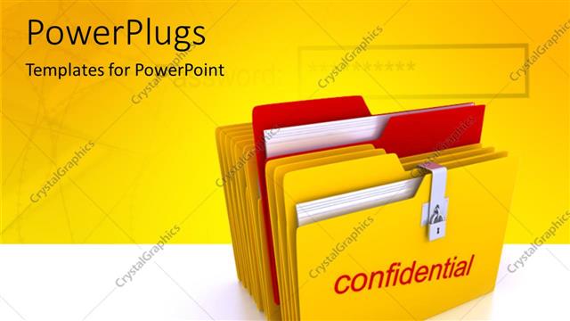  Presentation with files - A stack of yellow colored files with some documents in it