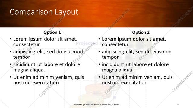 Comparison presentation slide layout