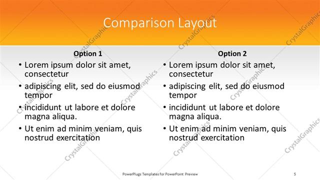 Comparison presentation slide layout