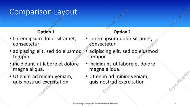 Comparison presentation slide layout