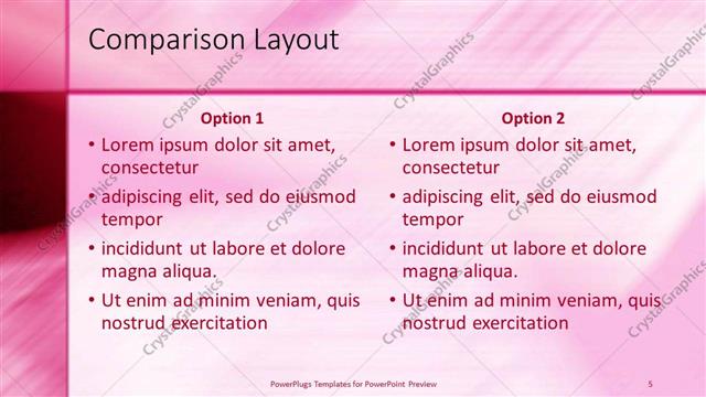 Comparison presentation slide layout