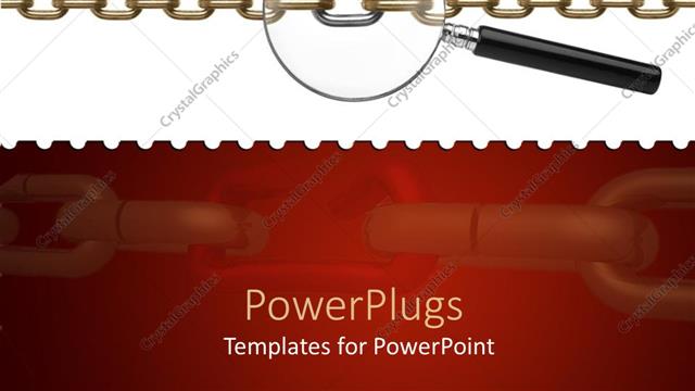  Presentation with steel - A stainless steel chain with a magnifying glass