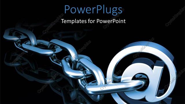  Presentation with internet security - A stainless steel chain with the word @