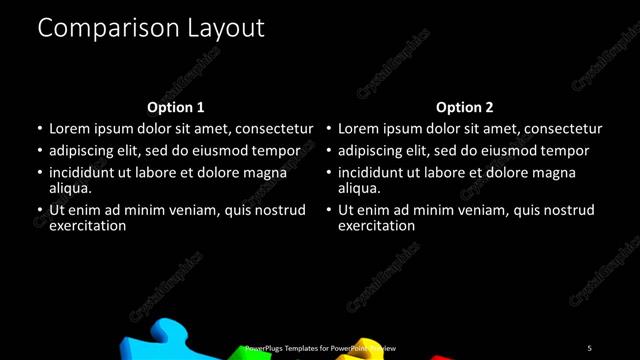 Comparison presentation slide layout