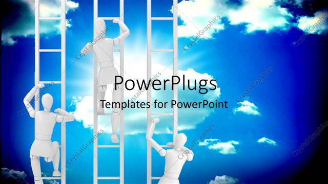  Presentation with climbing - A bluish background with various people climbing the ladder