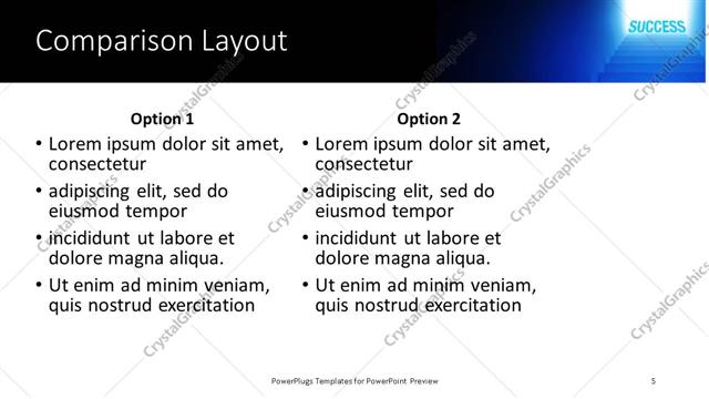 Comparison presentation slide layout