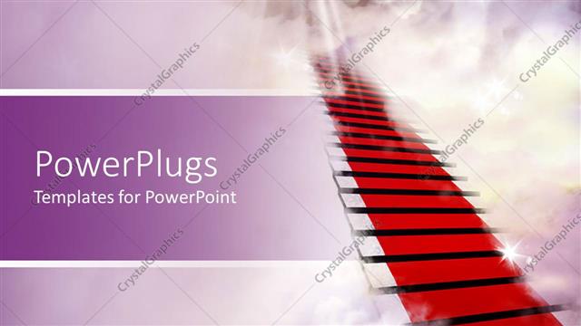  Presentation with red carpet - Stairway to sky and heaven with sun rays and stars in clouds