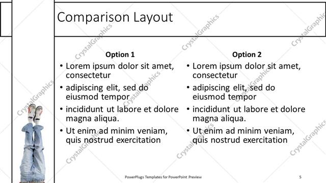 Comparison presentation slide layout