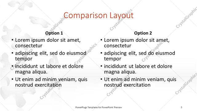 Comparison presentation slide layout