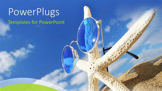  Presentation with fish beach - A star fish with blue glasses and sky in background