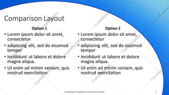 Comparison presentation slide layout