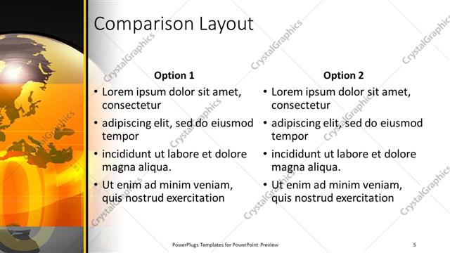 Comparison presentation slide layout