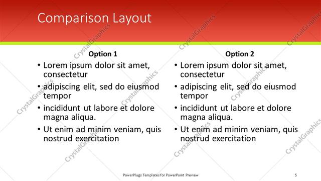 Comparison presentation slide layout