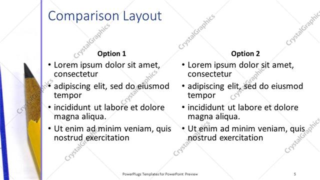 Comparison presentation slide layout