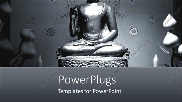  Presentation with religion - A statue of Buddha with grayish background