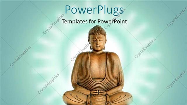  Presentation with ripples - Statue of Buddha meditating on water with ripples and glow in background