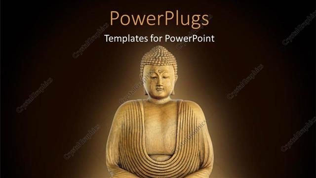  Presentation with meditation - Statue of Buddha in meditation over brown surface with dark edges