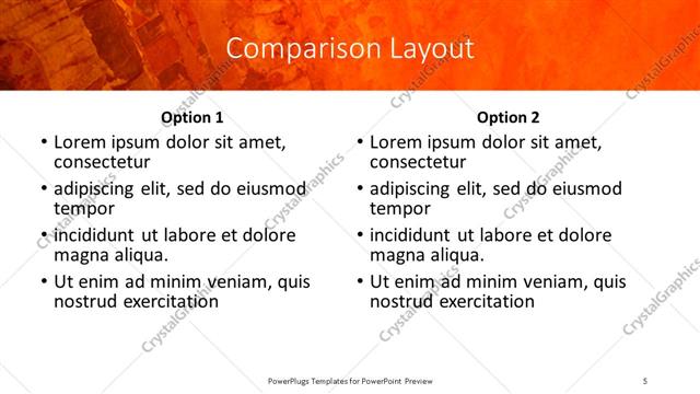 Comparison presentation slide layout